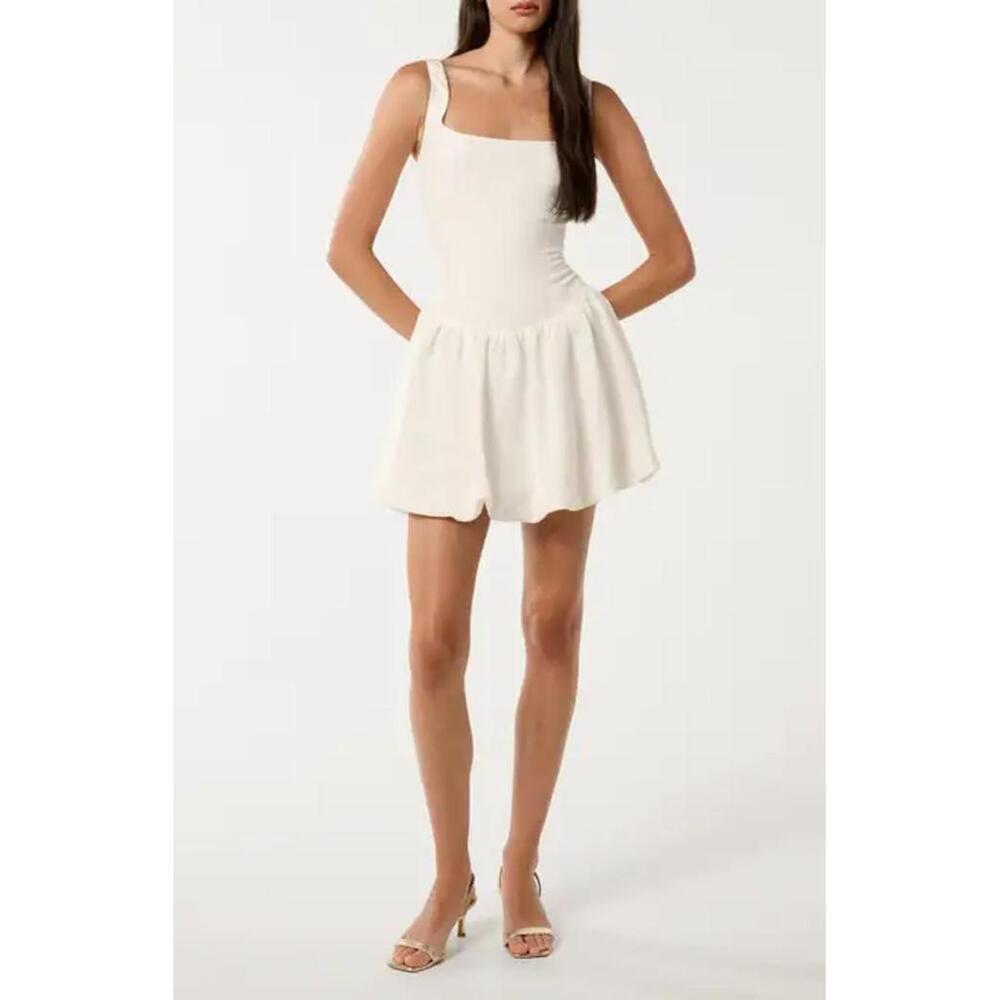 NWT! Ever New Heidi Bubble Hem Minidress in Star White Size 8